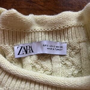 Zara Soft Cream Cable Knit Top